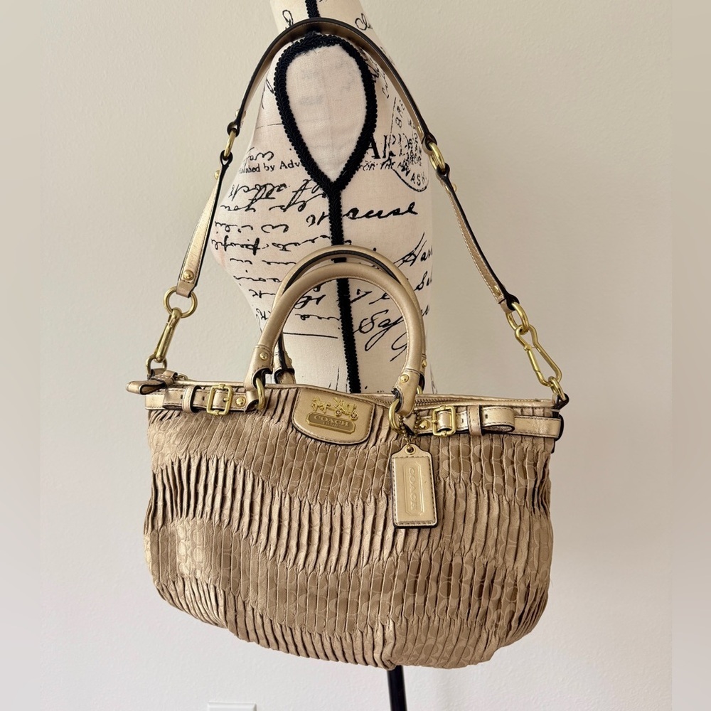Vtg Coach Madison Gath Sophia Satchel Bag 18885 MetallicGold/Beige Carriage Glam - Picture 9 of 16